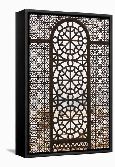 Qatar, Doha, Abdul Wahhab Mosque, the State Mosque of Qatar, Window Detail-Walter Bibikow-Framed Premier Image Canvas