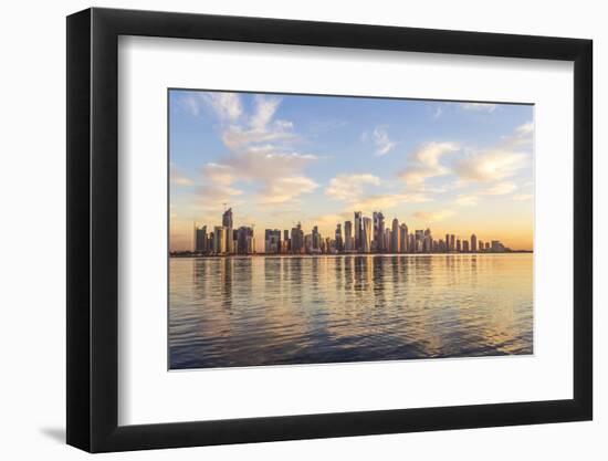 Qatar, Doha. Cityscape at Sunrise from the Corniche-Matteo Colombo-Framed Photographic Print