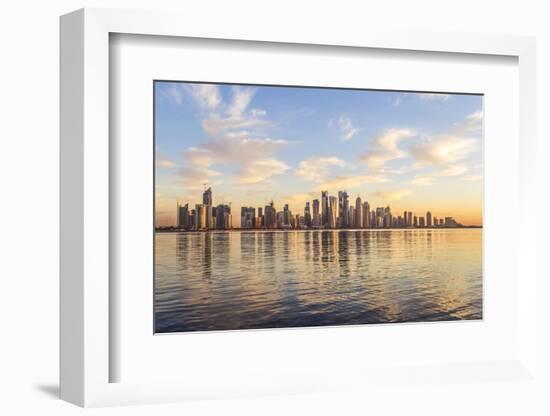 Qatar, Doha. Cityscape at Sunrise from the Corniche-Matteo Colombo-Framed Photographic Print