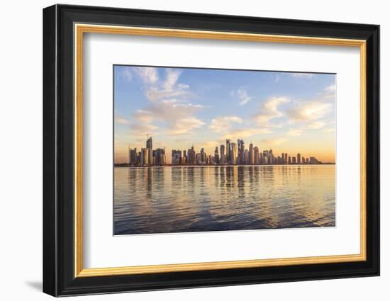 Qatar, Doha. Cityscape at Sunrise from the Corniche-Matteo Colombo-Framed Photographic Print