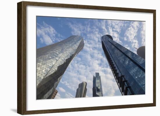 Qatar, Doha, Doha Bay, West Bay Skyscrapers, Dusk-Walter Bibikow-Framed Photographic Print