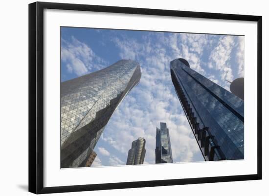 Qatar, Doha, Doha Bay, West Bay Skyscrapers, Dusk-Walter Bibikow-Framed Photographic Print