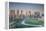 Qatar, Doha, Doha Bay, West Bay Skyscrapers, Elevated View, Dawn-Walter Bibikow-Framed Premier Image Canvas