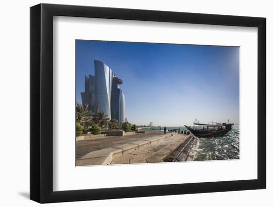 Qatar, Doha, Doha Bay, West Bay Skyscrapers from the Corniche, Morning-Walter Bibikow-Framed Photographic Print