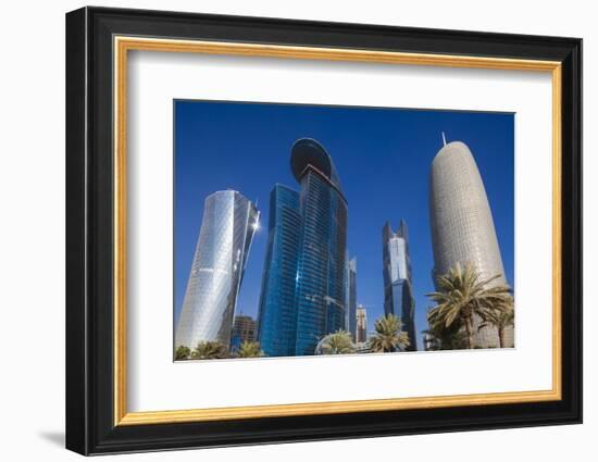 Qatar, Doha, Doha Bay, West Bay Skyscrapers from the Corniche, Morning-Walter Bibikow-Framed Photographic Print