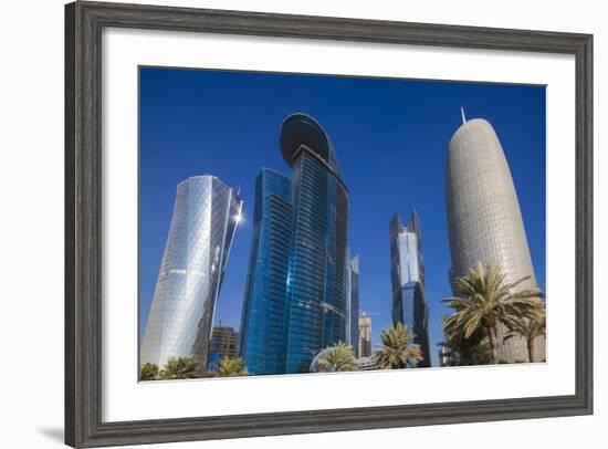 Qatar, Doha, Doha Bay, West Bay Skyscrapers from the Corniche, Morning-Walter Bibikow-Framed Photographic Print