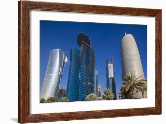 Qatar, Doha, Doha Bay, West Bay Skyscrapers from the Corniche, Morning-Walter Bibikow-Framed Photographic Print