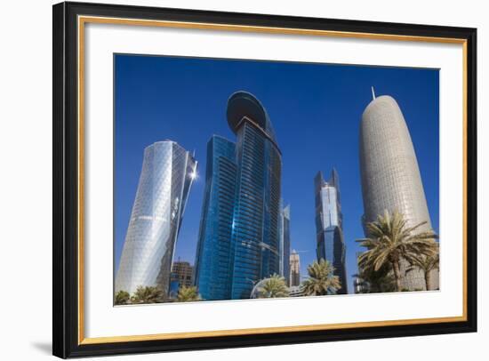 Qatar, Doha, Doha Bay, West Bay Skyscrapers from the Corniche, Morning-Walter Bibikow-Framed Photographic Print