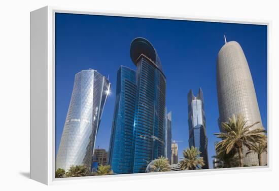 Qatar, Doha, Doha Bay, West Bay Skyscrapers from the Corniche, Morning-Walter Bibikow-Framed Premier Image Canvas