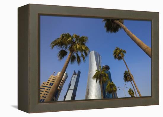 Qatar, Doha, Doha Bay, West Bay Skyscrapers from the Corniche, Morning-Walter Bibikow-Framed Premier Image Canvas