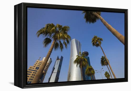 Qatar, Doha, Doha Bay, West Bay Skyscrapers from the Corniche, Morning-Walter Bibikow-Framed Premier Image Canvas