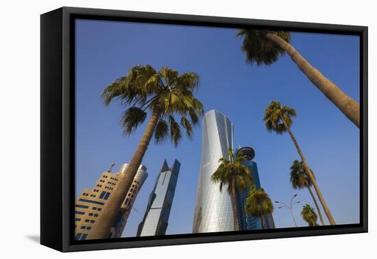 Qatar, Doha, Doha Bay, West Bay Skyscrapers from the Corniche, Morning-Walter Bibikow-Framed Premier Image Canvas