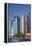 Qatar, Doha, Doha Bay, West Bay Skyscrapers with World Trade Center and Burj Qatar-Walter Bibikow-Framed Premier Image Canvas