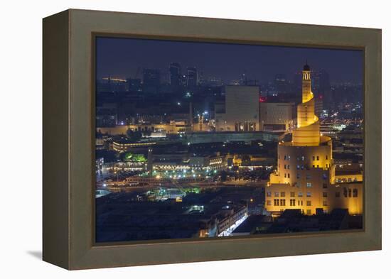 Qatar, Doha, Fanar, Qatar Islamic Cultural Center, Elevated View, Dusk-Walter Bibikow-Framed Premier Image Canvas