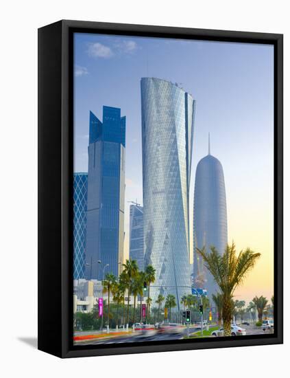 Qatar, Doha, Left to Right Palm Tower, Al Bidda Tower and Burj Qatar-Alan Copson-Framed Premier Image Canvas