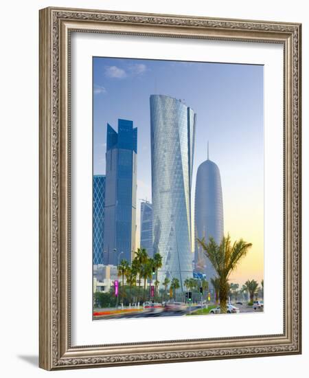 Qatar, Doha, Left to Right Palm Tower, Al Bidda Tower and Burj Qatar-Alan Copson-Framed Photographic Print