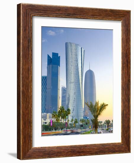 Qatar, Doha, Left to Right Palm Tower, Al Bidda Tower and Burj Qatar-Alan Copson-Framed Photographic Print