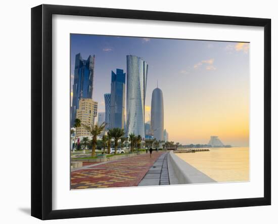 Qatar, Doha, Left to Right Palm Tower, Al Bidda Tower and Burj Qatar-Alan Copson-Framed Photographic Print