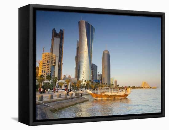 Qatar, Doha, Left to Right Palm Tower, Al Bidda Tower and Burj Qatar-Alan Copson-Framed Premier Image Canvas