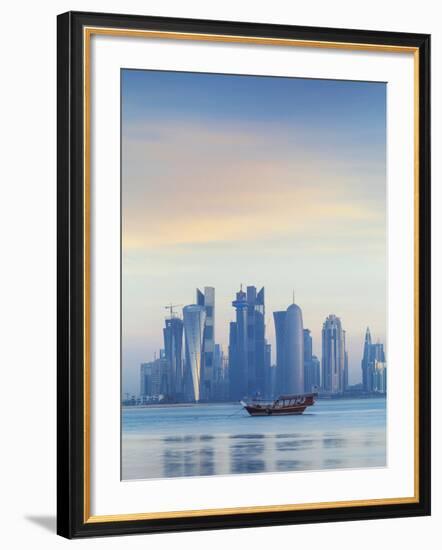 Qatar, Doha, Looking Across Doha Bay To Skyscrapers of West Bay-Jane Sweeney-Framed Photographic Print