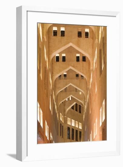 Qatar, Doha, Souq Waqif, redeveloped bazaar area, building detail-Walter Bibikw-Framed Photographic Print