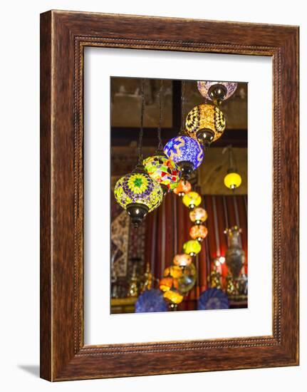 Qatar, Doha, Souq Waqif, Redeveloped Bazaar Area, Traditional Lamps-Walter Bibikow-Framed Photographic Print