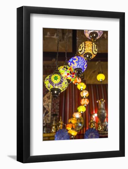 Qatar, Doha, Souq Waqif, Redeveloped Bazaar Area, Traditional Lamps-Walter Bibikow-Framed Photographic Print