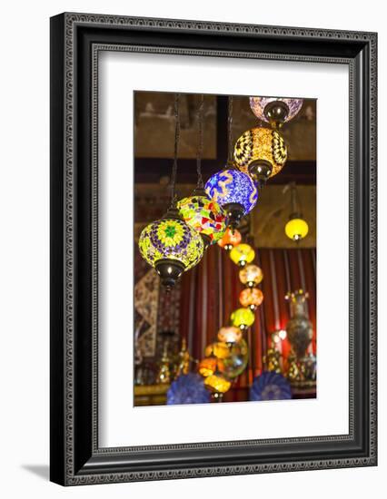 Qatar, Doha, Souq Waqif, Redeveloped Bazaar Area, Traditional Lamps-Walter Bibikow-Framed Photographic Print