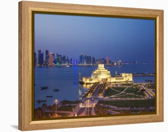 Qatar, Doha, Traffic at Roundabout Infont of the Museum of Islamic Art at Night-Jane Sweeney-Framed Premier Image Canvas