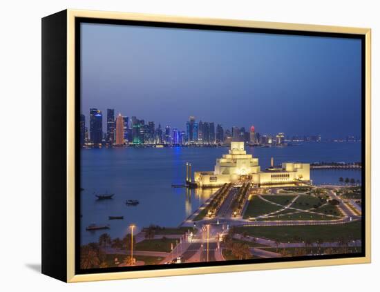 Qatar, Doha, Traffic at Roundabout Infont of the Museum of Islamic Art at Night-Jane Sweeney-Framed Premier Image Canvas