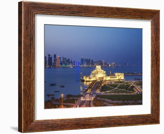 Qatar, Doha, Traffic at Roundabout Infont of the Museum of Islamic Art at Night-Jane Sweeney-Framed Photographic Print