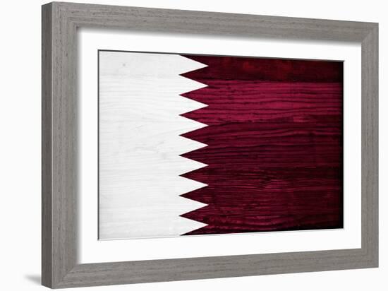 Qatar Flag Design with Wood Patterning - Flags of the World Series-Philippe Hugonnard-Framed Art Print