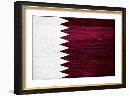 Qatar Flag Design with Wood Patterning - Flags of the World Series-Philippe Hugonnard-Framed Art Print