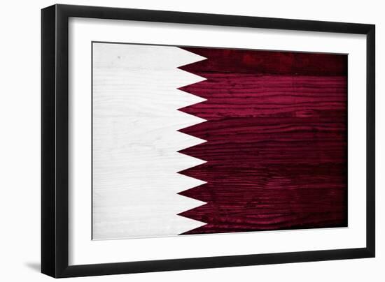 Qatar Flag Design with Wood Patterning - Flags of the World Series-Philippe Hugonnard-Framed Premium Giclee Print