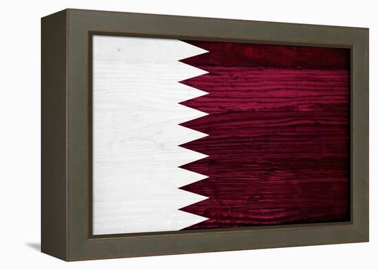 Qatar Flag Design with Wood Patterning - Flags of the World Series-Philippe Hugonnard-Framed Stretched Canvas