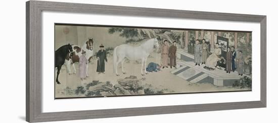 Qazaq présentant len tribut leurs chevaux à l'empereur Qianlong-Giuseppe Castiglione-Framed Giclee Print