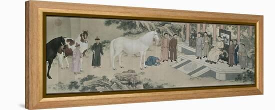 Qazaq présentant len tribut leurs chevaux à l'empereur Qianlong-Giuseppe Castiglione-Framed Premier Image Canvas