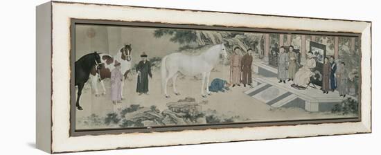 Qazaq présentant len tribut leurs chevaux à l'empereur Qianlong-Giuseppe Castiglione-Framed Premier Image Canvas