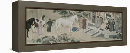 Qazaq présentant len tribut leurs chevaux à l'empereur Qianlong-Giuseppe Castiglione-Framed Premier Image Canvas