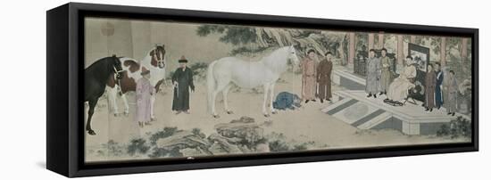 Qazaq présentant len tribut leurs chevaux à l'empereur Qianlong-Giuseppe Castiglione-Framed Premier Image Canvas