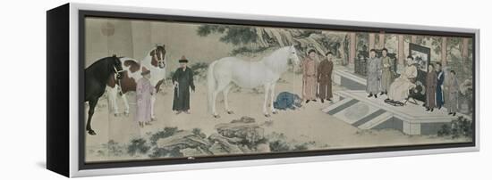 Qazaq présentant len tribut leurs chevaux à l'empereur Qianlong-Giuseppe Castiglione-Framed Premier Image Canvas