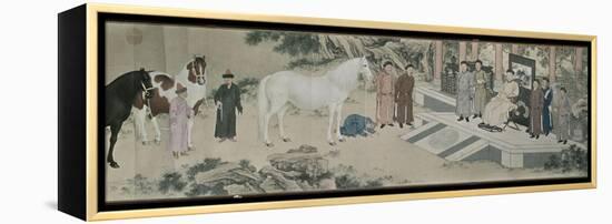 Qazaq présentant len tribut leurs chevaux à l'empereur Qianlong-Giuseppe Castiglione-Framed Premier Image Canvas