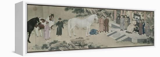 Qazaq présentant len tribut leurs chevaux à l'empereur Qianlong-Giuseppe Castiglione-Framed Premier Image Canvas