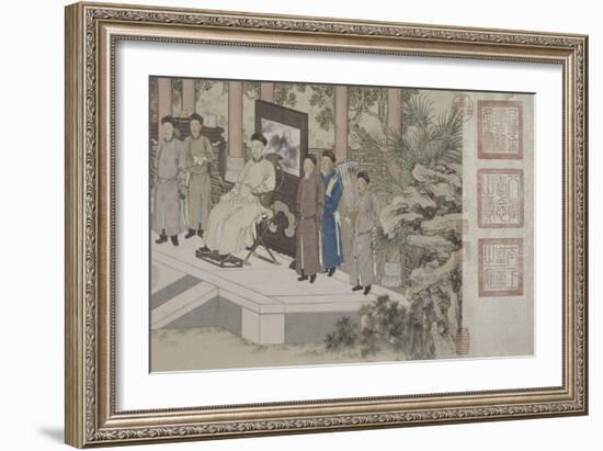Qazaq présentant len tribut leurs chevaux à l'empereur Qianlong-Giuseppe Castiglione-Framed Giclee Print