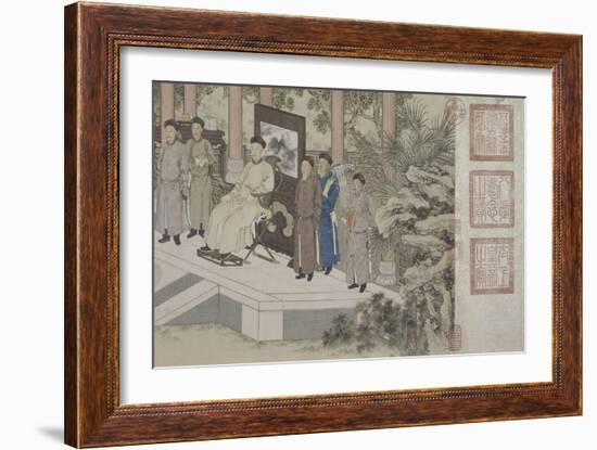 Qazaq présentant len tribut leurs chevaux à l'empereur Qianlong-Giuseppe Castiglione-Framed Giclee Print