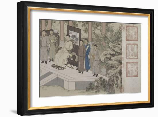 Qazaq présentant len tribut leurs chevaux à l'empereur Qianlong-Giuseppe Castiglione-Framed Giclee Print