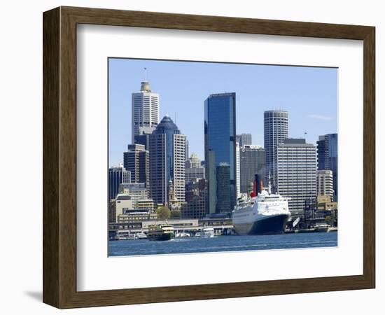 Qe2 in Sydney Harbour, New South Wales, Australia-Mark Mawson-Framed Photographic Print