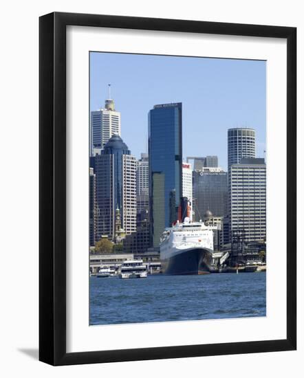 Qe2 in Sydney Harbour, New South Wales, Australia-Mark Mawson-Framed Photographic Print