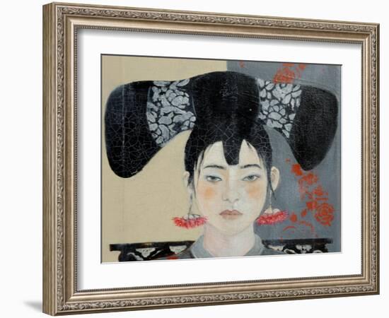 Qing Dynasty Woman with Butterfly, 2015-Susan Adams-Framed Giclee Print