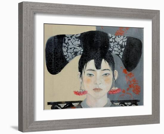 Qing Dynasty Woman with Butterfly, 2015-Susan Adams-Framed Giclee Print